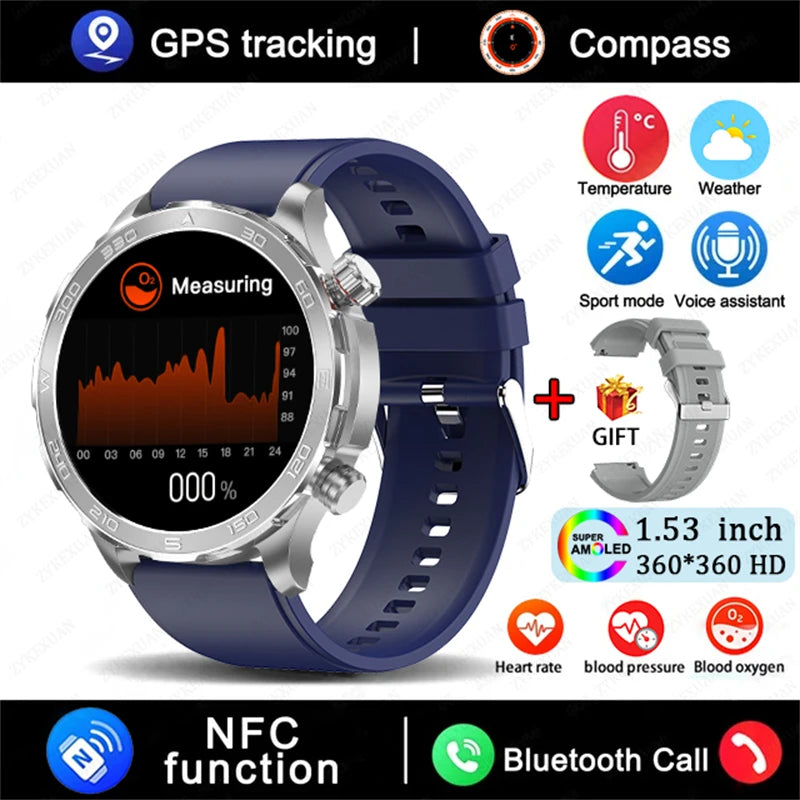 2025 Bluetooth Call Smartwatch for Men, AMOLED HD, NFC, GPS, IP68