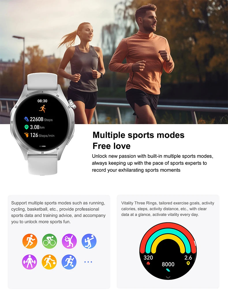 2025 Men’s Smartwatch, AMOLED 360×360, GPS, NFC, Bluetooth Calls