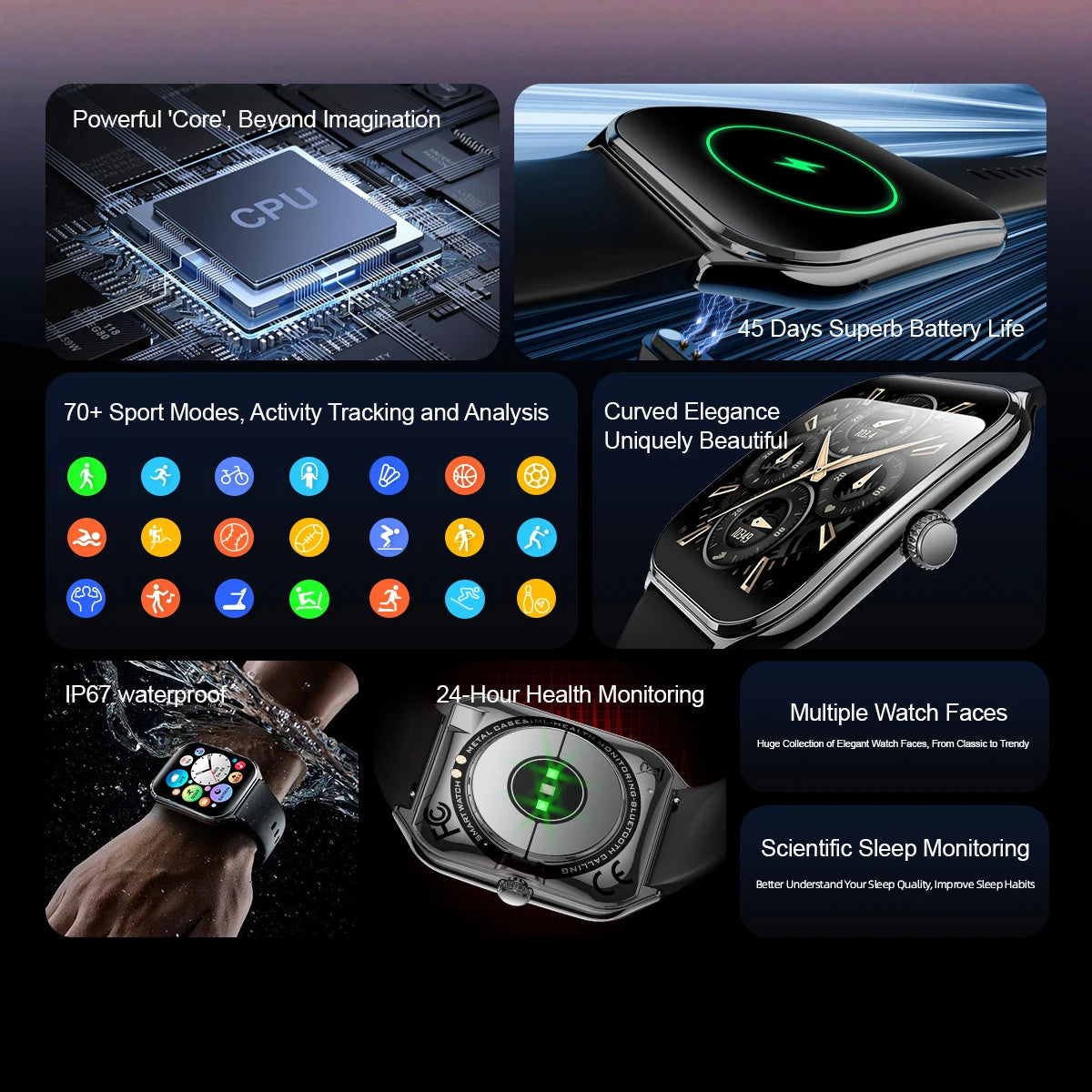 Ultra-Thin Smartwatch, 1.96" AMOLED, 360×360 HD, Always-On Display