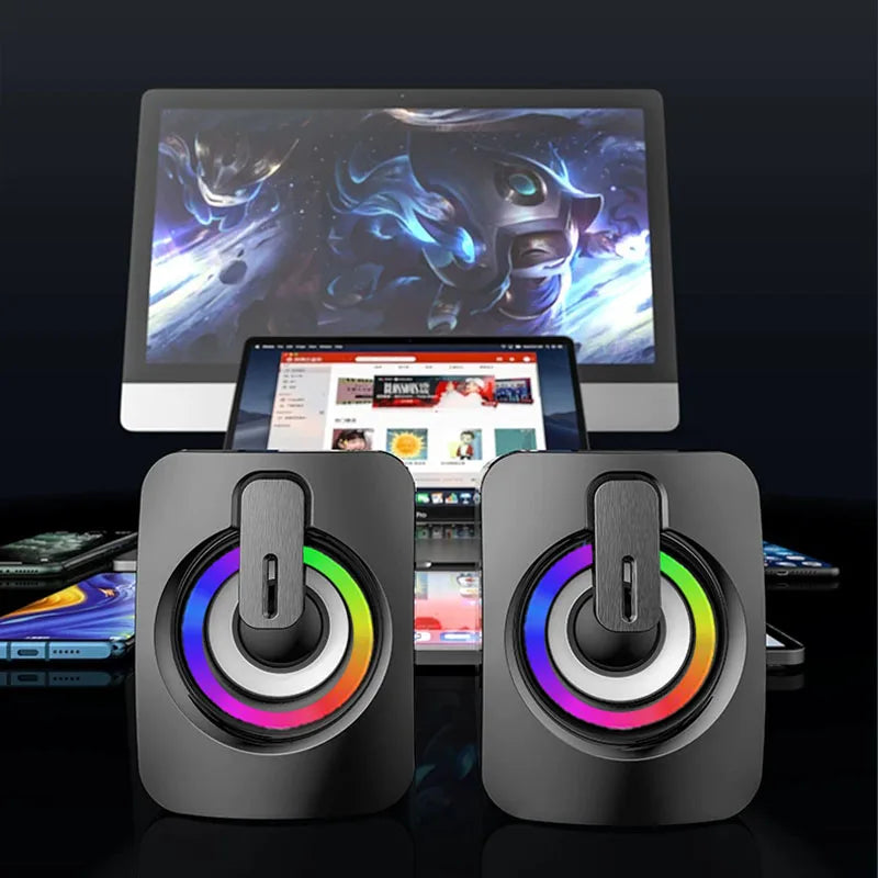 USB Wired PC Speakers with HIFI Stereo and LED Light
