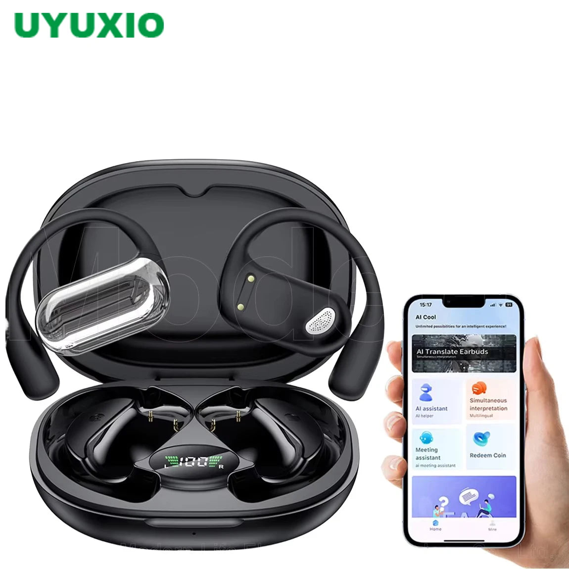 UYUXIO AI Translator Earbuds, Real-Time 144 Languages, 3-in-1 OWS Headphones
