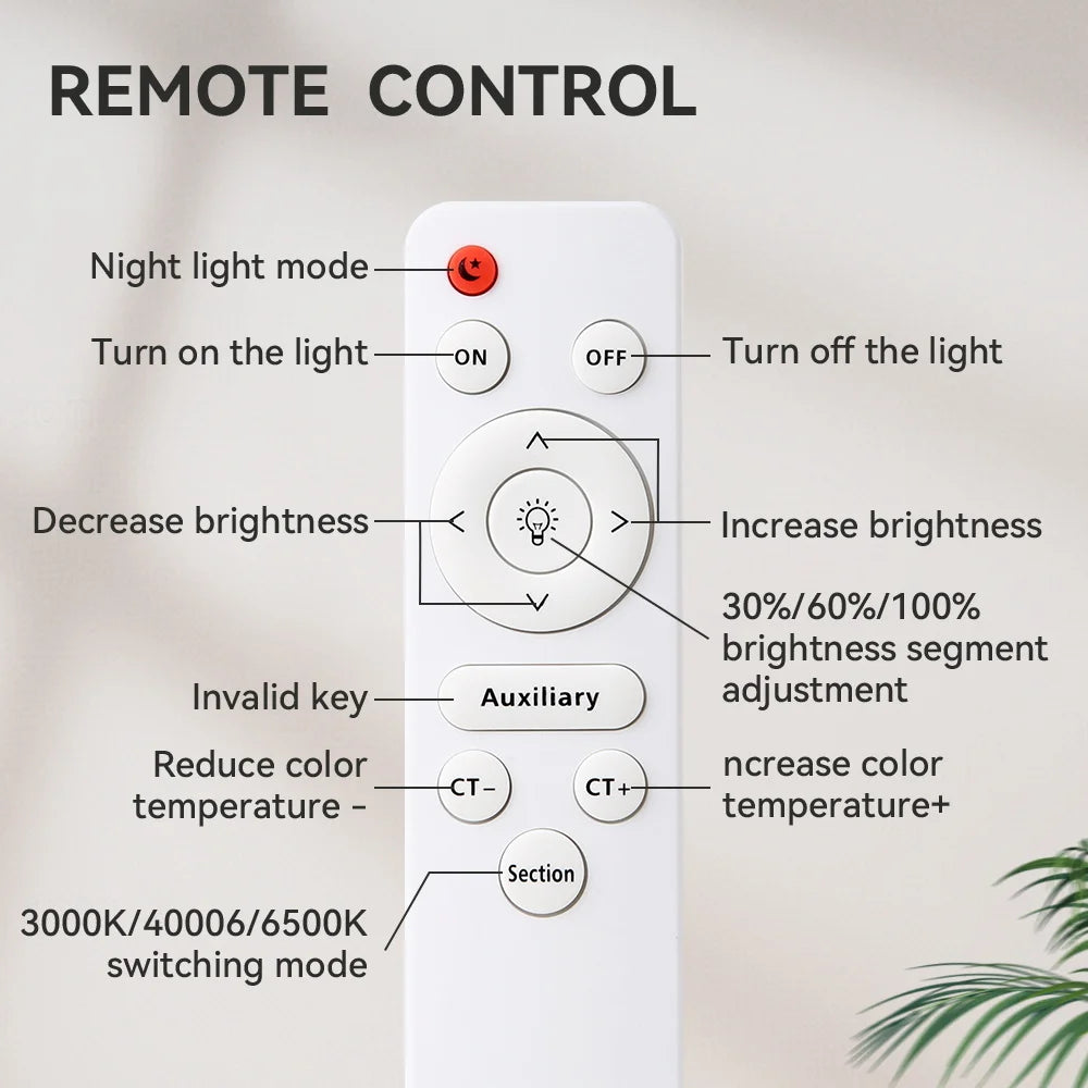 Smart LED Ceiling Light, Dimmable, 3 Colors, with Remote