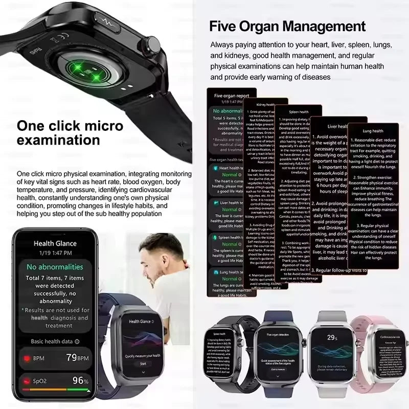 2025 Micro Health Smartwatch for Men, Body & Organ Monitor, Bluetooth Call