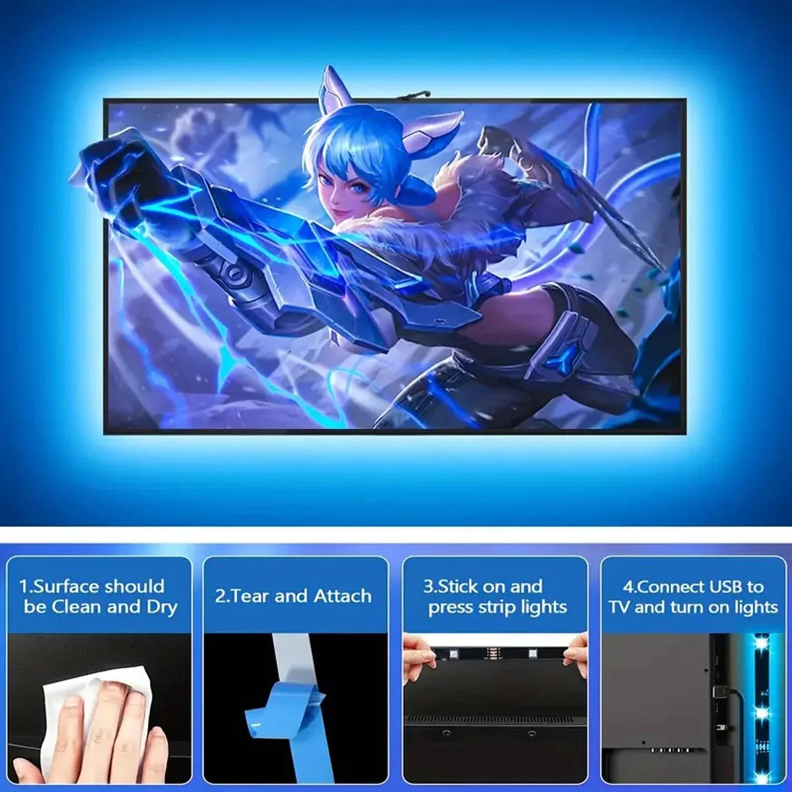 RGBIC LED Strip Light for PC/TV, App Control, Music Sync