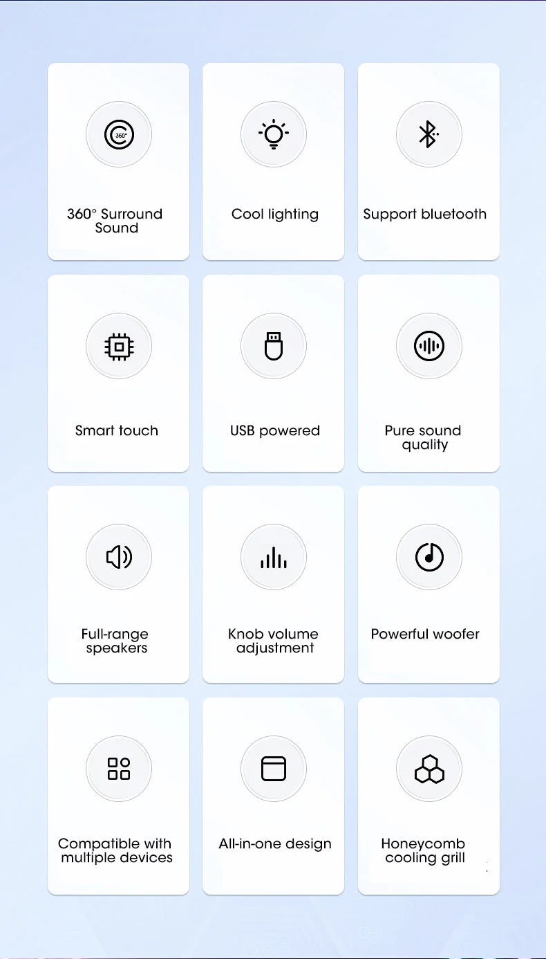 4D Bluetooth 5.0 Computer Soundbar with Stereo Subwoofer