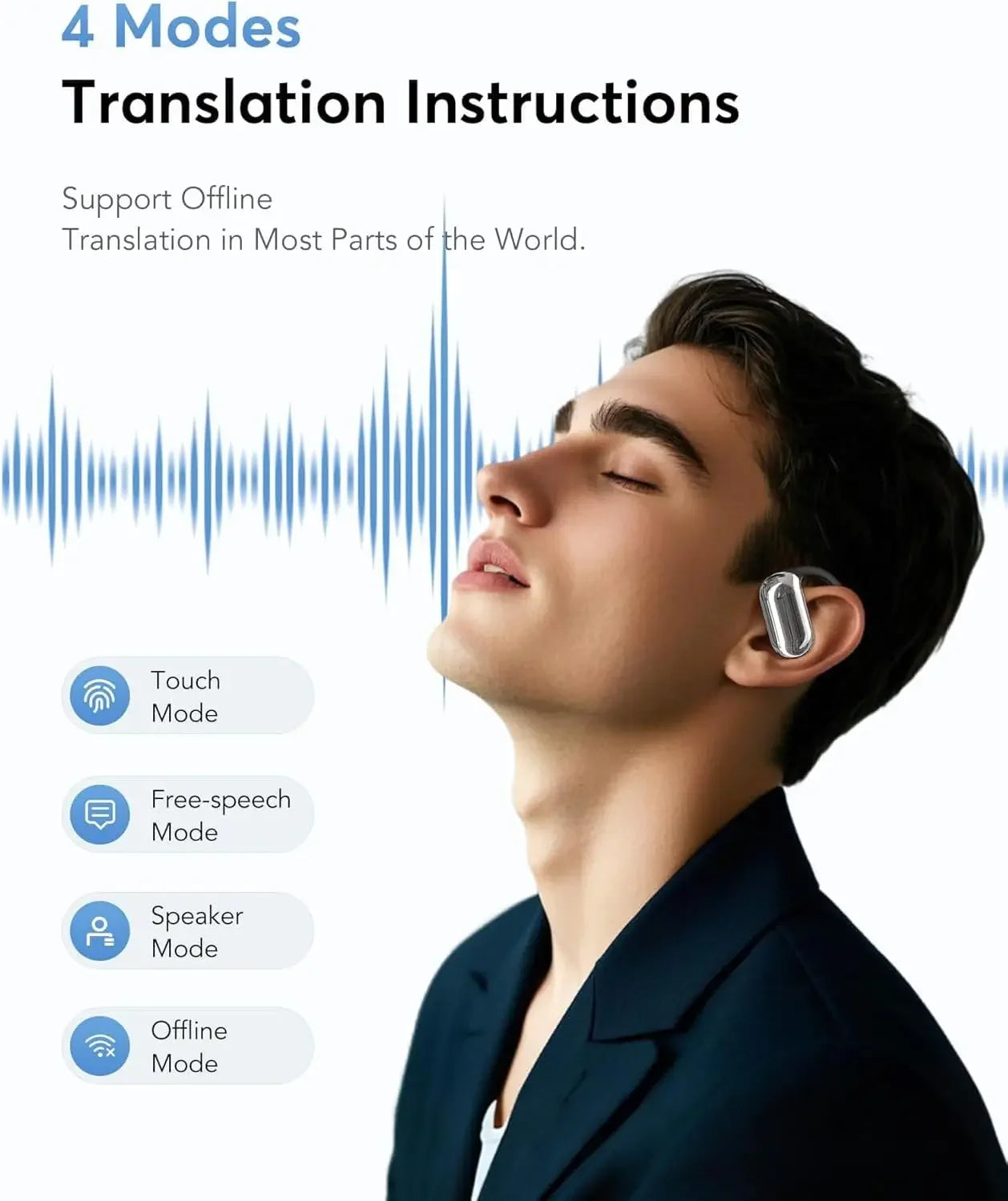 UYUXIO AI Translator Earbuds, Real-Time 144 Languages, 3-in-1 OWS Headphones