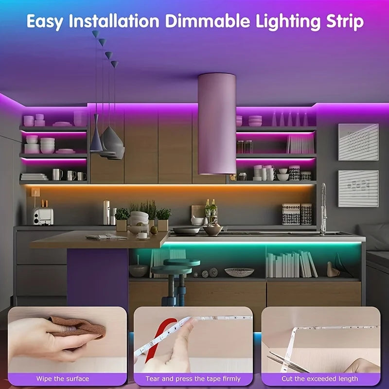 40M RGB LED Strip Lights, USB 5V, APP & Remote, Music Sync