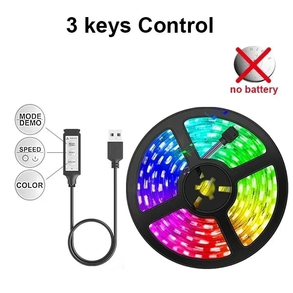 Smart 5050 RGB LED Strip Light, USB 5V, Bluetooth APP, Remote