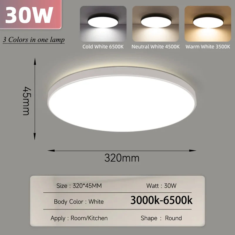 Smart LED Ceiling Light, Dimmable, 3 Colors, with Remote