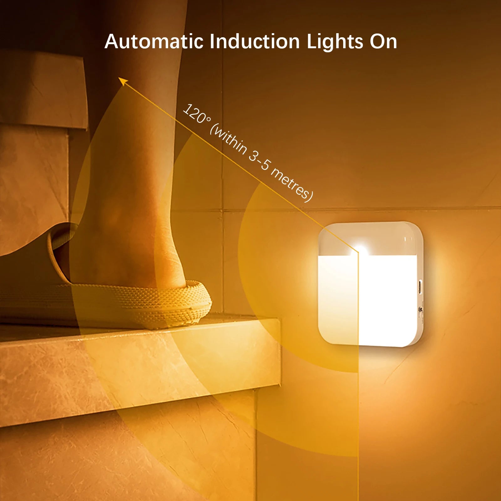 LED Smart Human Body Sensor Night Light, USB Rechargeable, Wireless