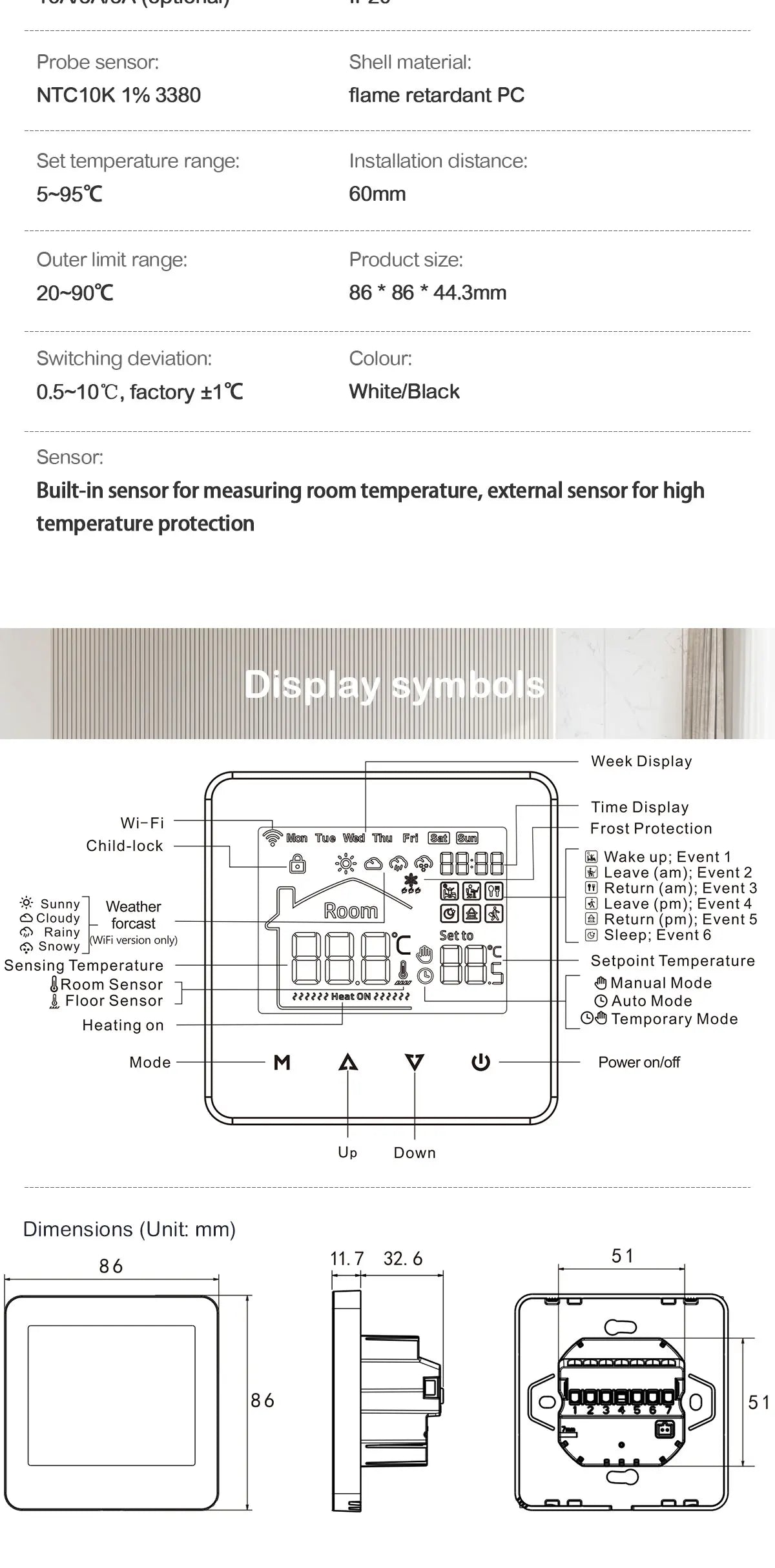 Tuya WiFi Smart Thermostat for Water/Electric Floor Heating & Gas Boiler