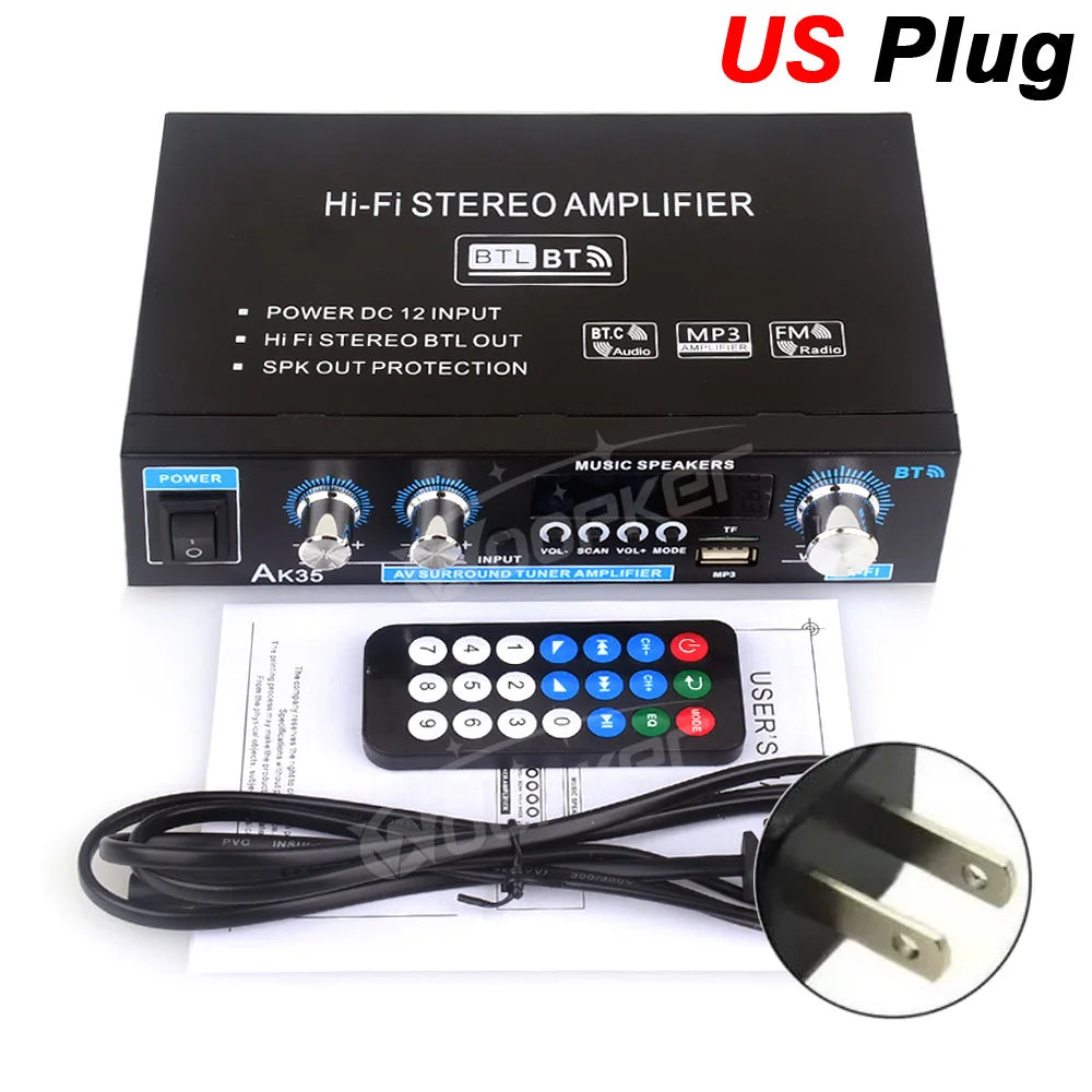Woopker AK Series Digital Amplifier, Bluetooth, 2-Channel HiFi, FM/USB