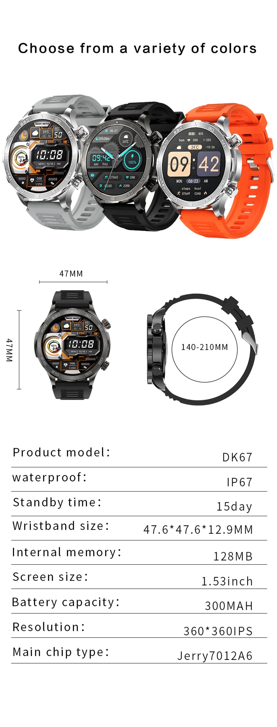 2025 Bluetooth Call Smartwatch for Men, AMOLED HD, NFC, GPS, IP68