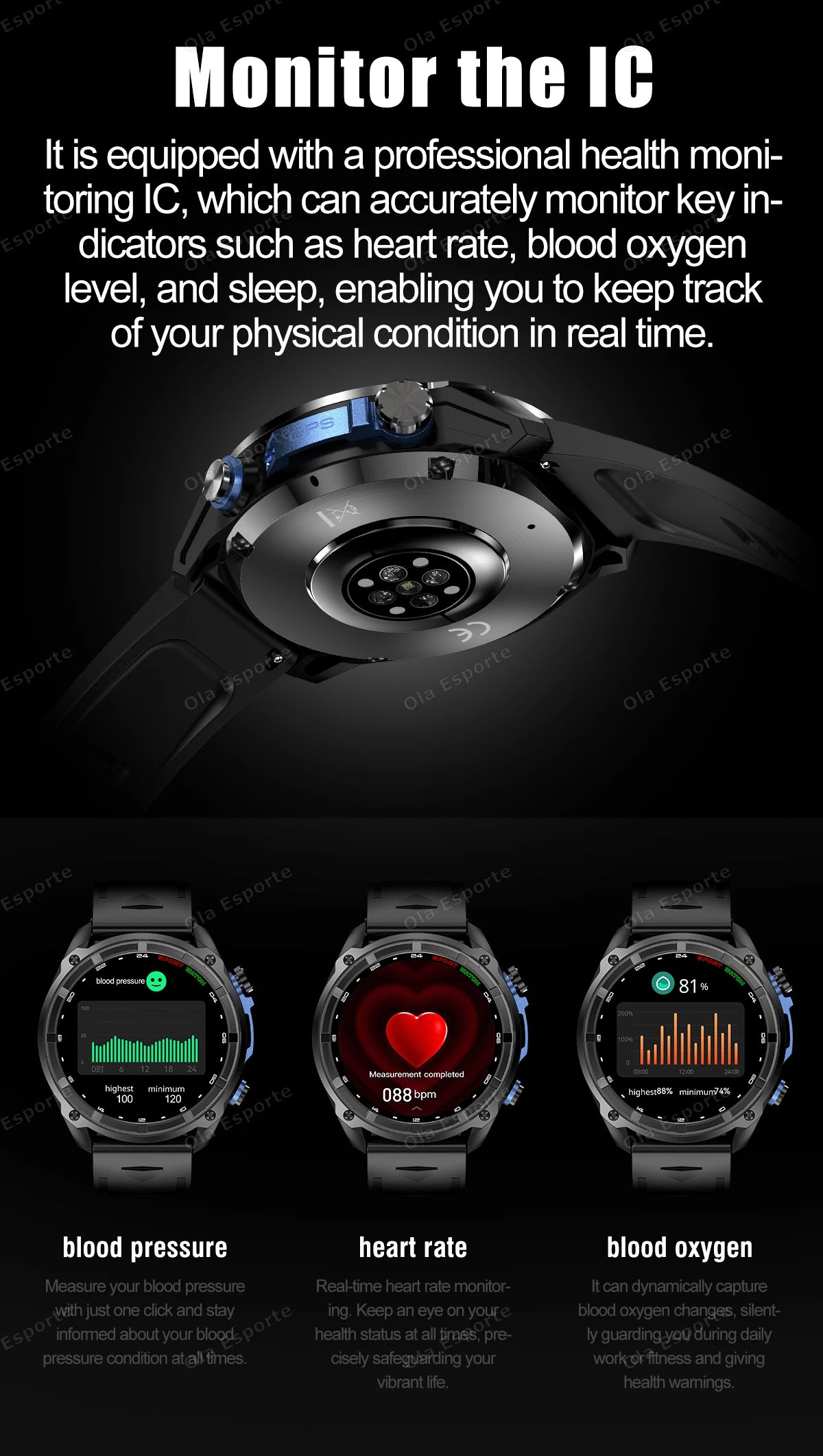 GPS Smartwatch for Men, 1.43" AMOLED, 3ATM Waterproof, 4GB Offline Map