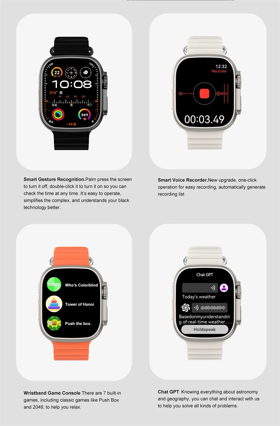 DT Ultra 3 Smartwatch, AMOLED, 4GB Music Player, Bluetooth, AI