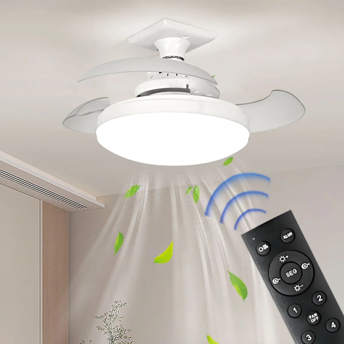 30W LED Ceiling Fan Light, E27, Dimmable with Remote