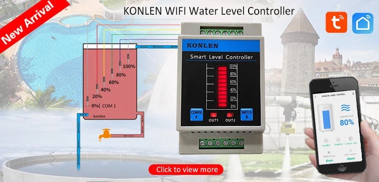 KONLEN Tuya WiFi Water Level Sensor & Leak Alarm Controller