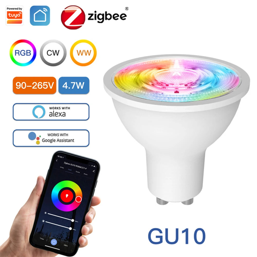 MOES Smart WiFi/Zigbee LED Bulb, GU10/E27/E14, RGB+CW, Dimmable