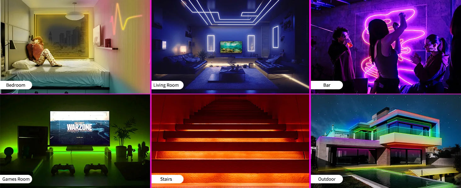 Smart RGB LED Strip Lights, SMD 5050, APP & Remote Control