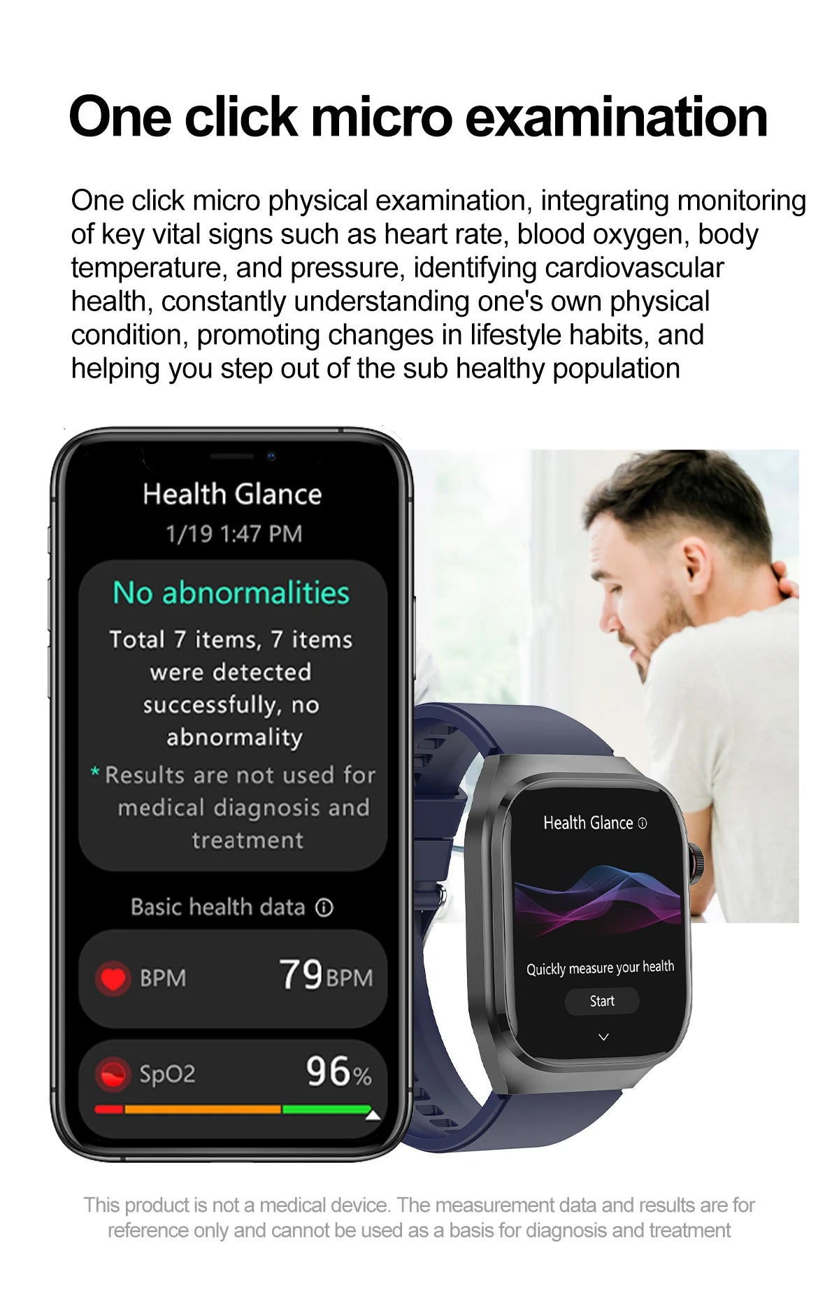 2025 Micro Health Smartwatch for Men, Body & Organ Monitor, Bluetooth Call