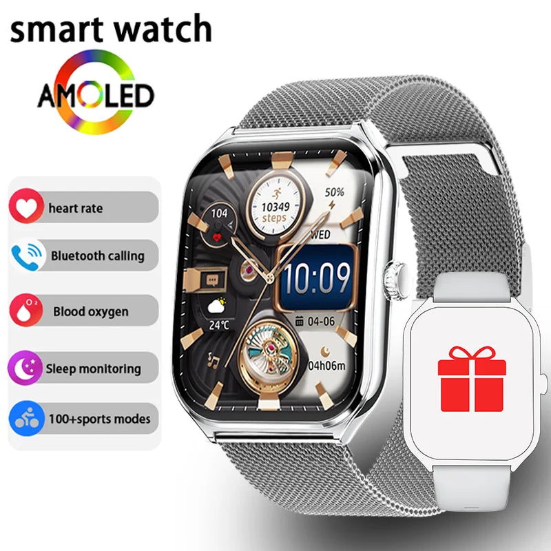 Ultra-Thin Smartwatch, 1.96" AMOLED, 360×360 HD, Always-On Display