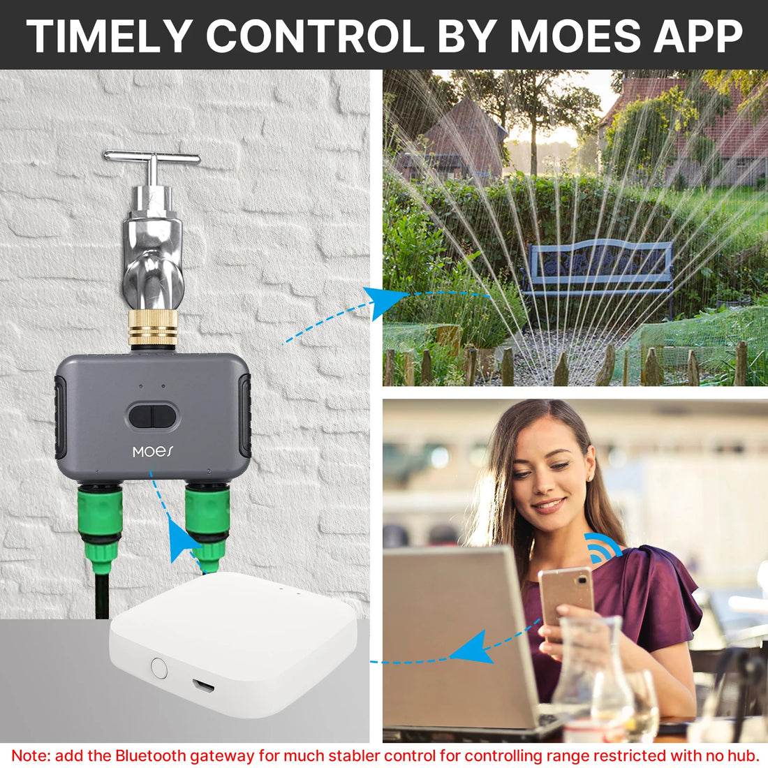 MOES Bluetooth Smart Garden Water Timer, 2-Way, Programmable