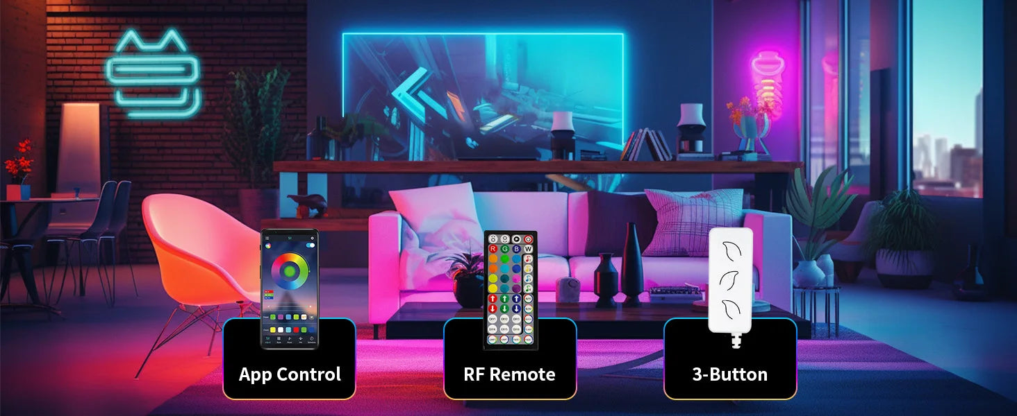 Smart RGB LED Strip Lights, SMD 5050, APP & Remote Control