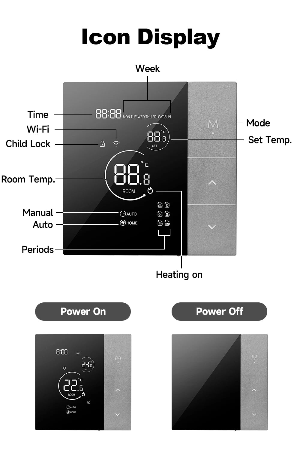 WiFi Smart Thermostat, Tuya, for Boiler/Electric/Underfloor Heating