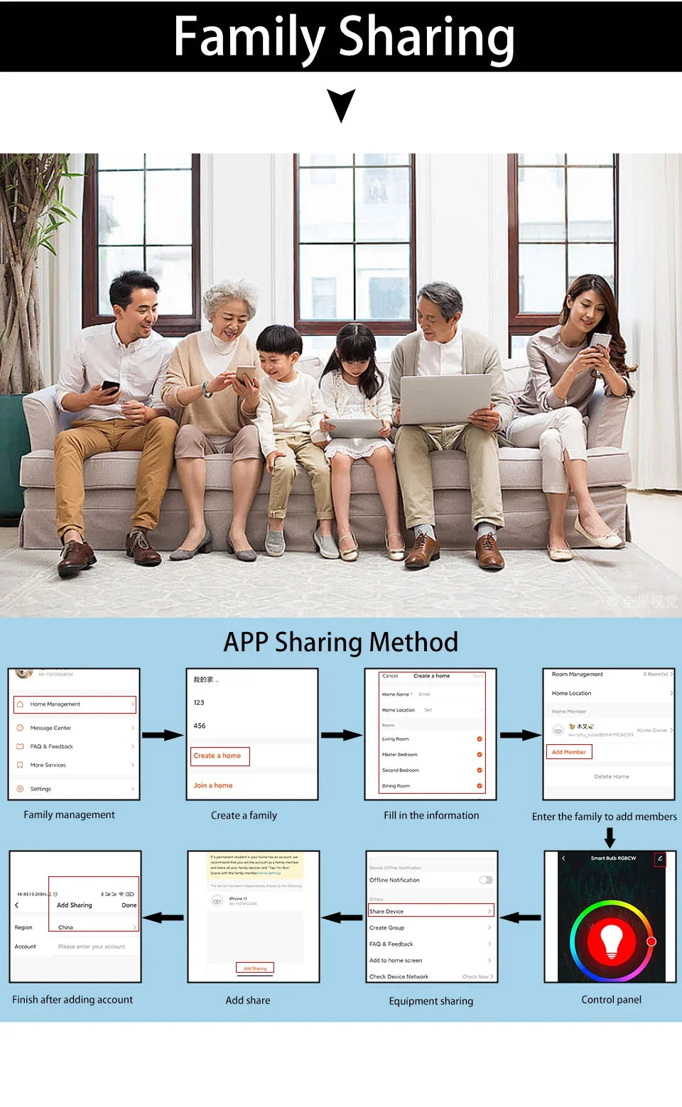 Tuya Smart WiFi LED Bulb, E27, 10W/15W/20W, RGB, APP & Voice Control