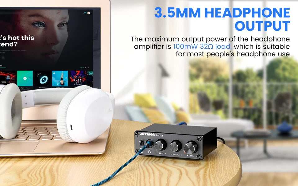AIYIMA DAC-A2 HiFi USB DAC & Headphone Amplifier, Optical/Coaxial Output