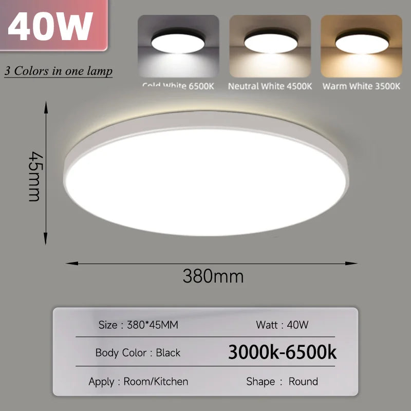 Smart LED Ceiling Light, Dimmable, 3 Colors, with Remote