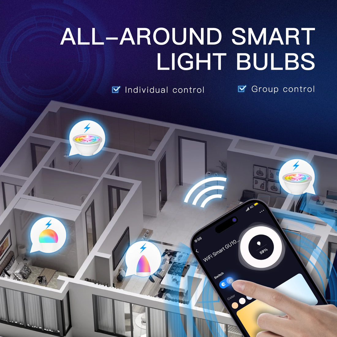 MOES Smart WiFi/Zigbee LED Bulb, GU10/E27/E14, RGB+CW, Dimmable
