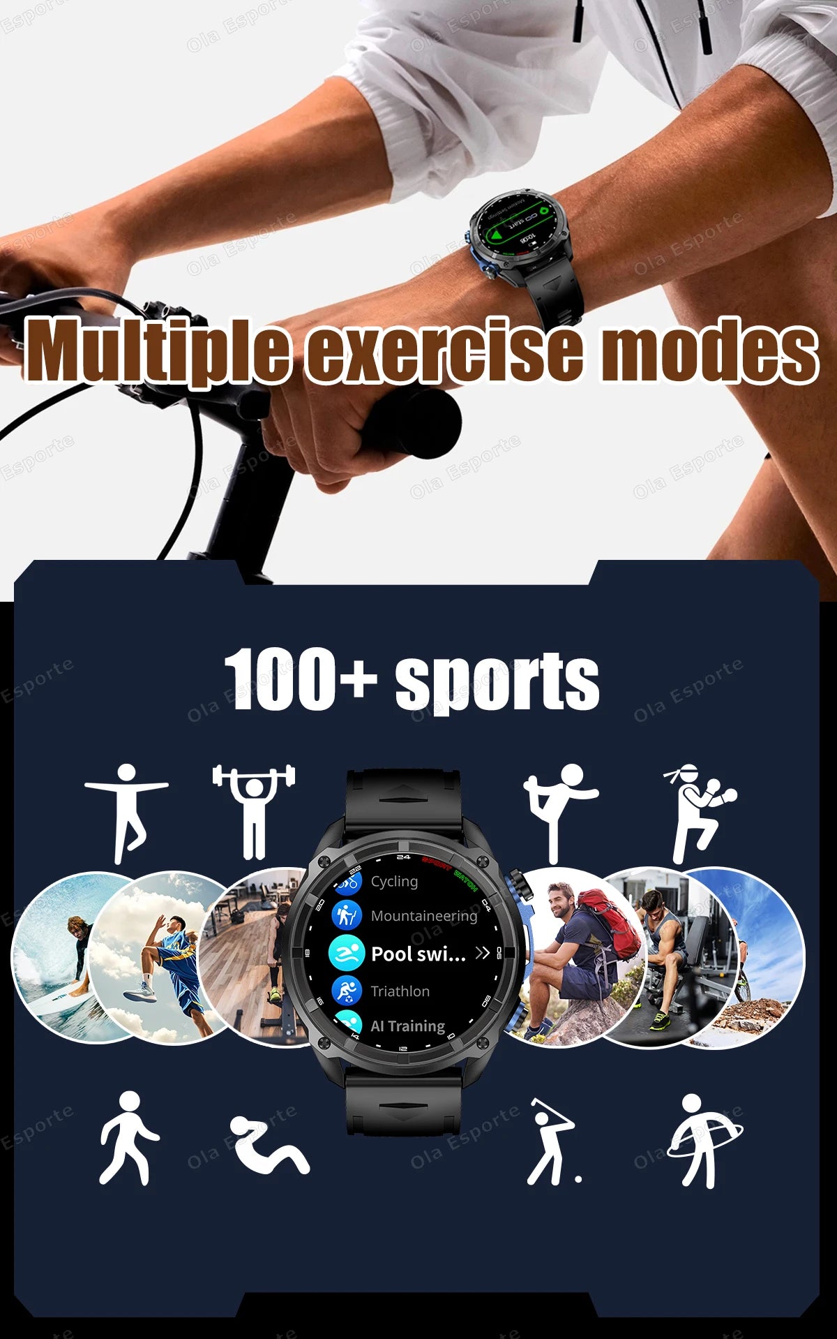 GPS Smartwatch for Men, 1.43" AMOLED, 3ATM Waterproof, 4GB Offline Map