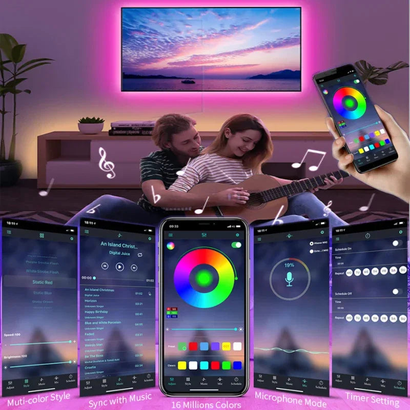 Bluetooth RGB LED Strip Lights, SMD 5050, APP & Remote Control