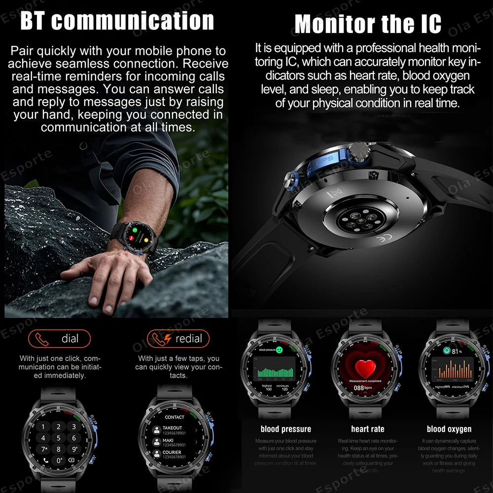 GPS Smartwatch for Men, 1.43" AMOLED, 3ATM Waterproof, 4GB Offline Map