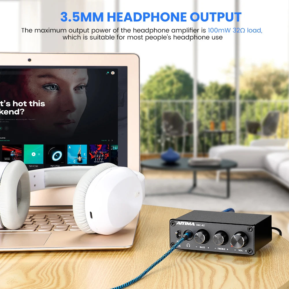 AIYIMA DAC-A2 HiFi USB DAC & Headphone Amplifier, Optical/Coaxial Output