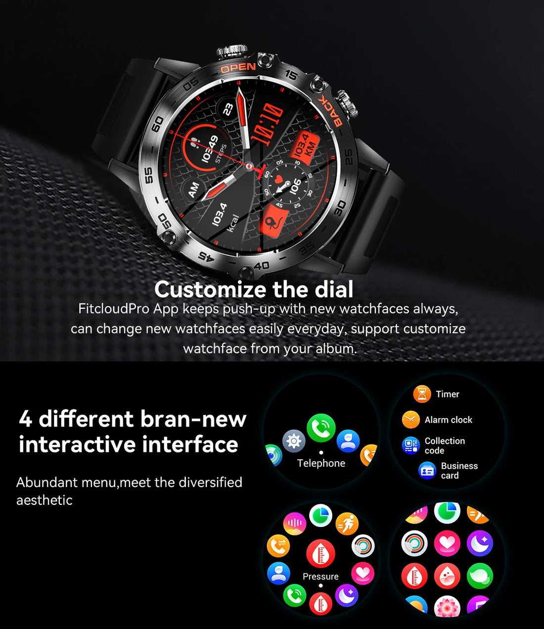 Abelanja Steel Smartwatch, Bluetooth Calling, Fitness Tracker, IP67
