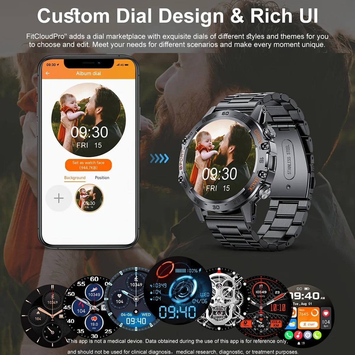Abelanja Steel Smartwatch, Bluetooth Calling, Fitness Tracker, IP67