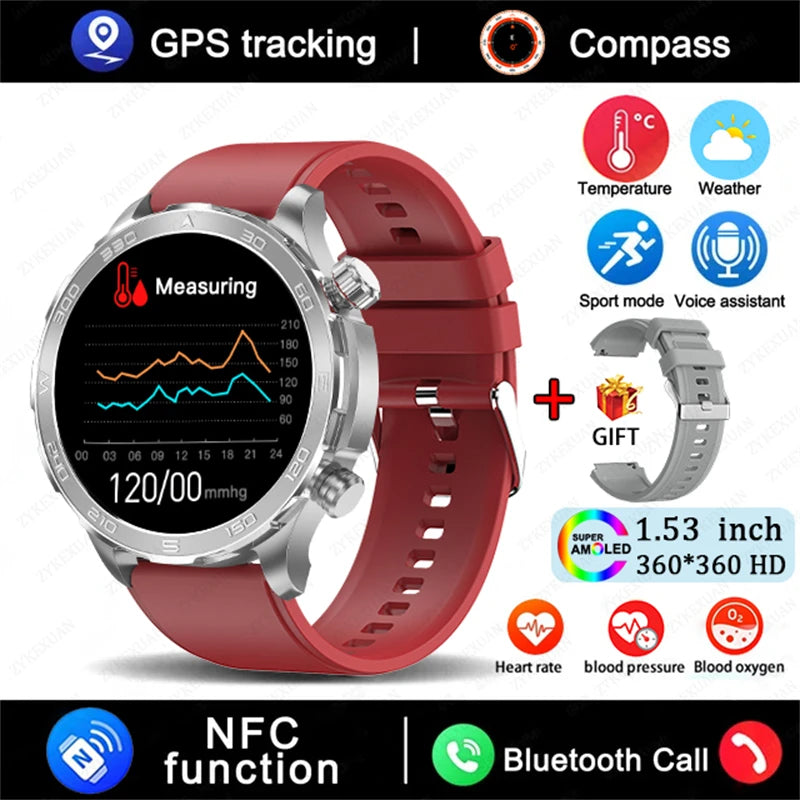 2025 Bluetooth Call Smartwatch for Men, AMOLED HD, NFC, GPS, IP68