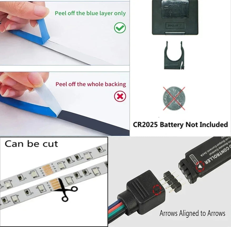 Smart 5050 RGB LED Strip Light, USB 5V, Bluetooth APP, Remote