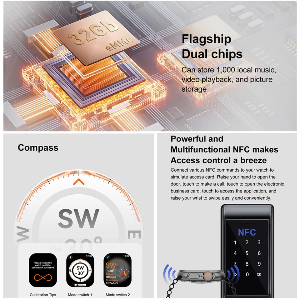 DT Ultra 3 Smartwatch, AMOLED, 4GB Music Player, Bluetooth, AI