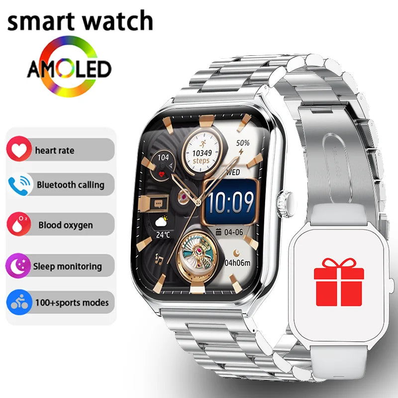 Ultra-Thin Smartwatch, 1.96" AMOLED, 360×360 HD, Always-On Display