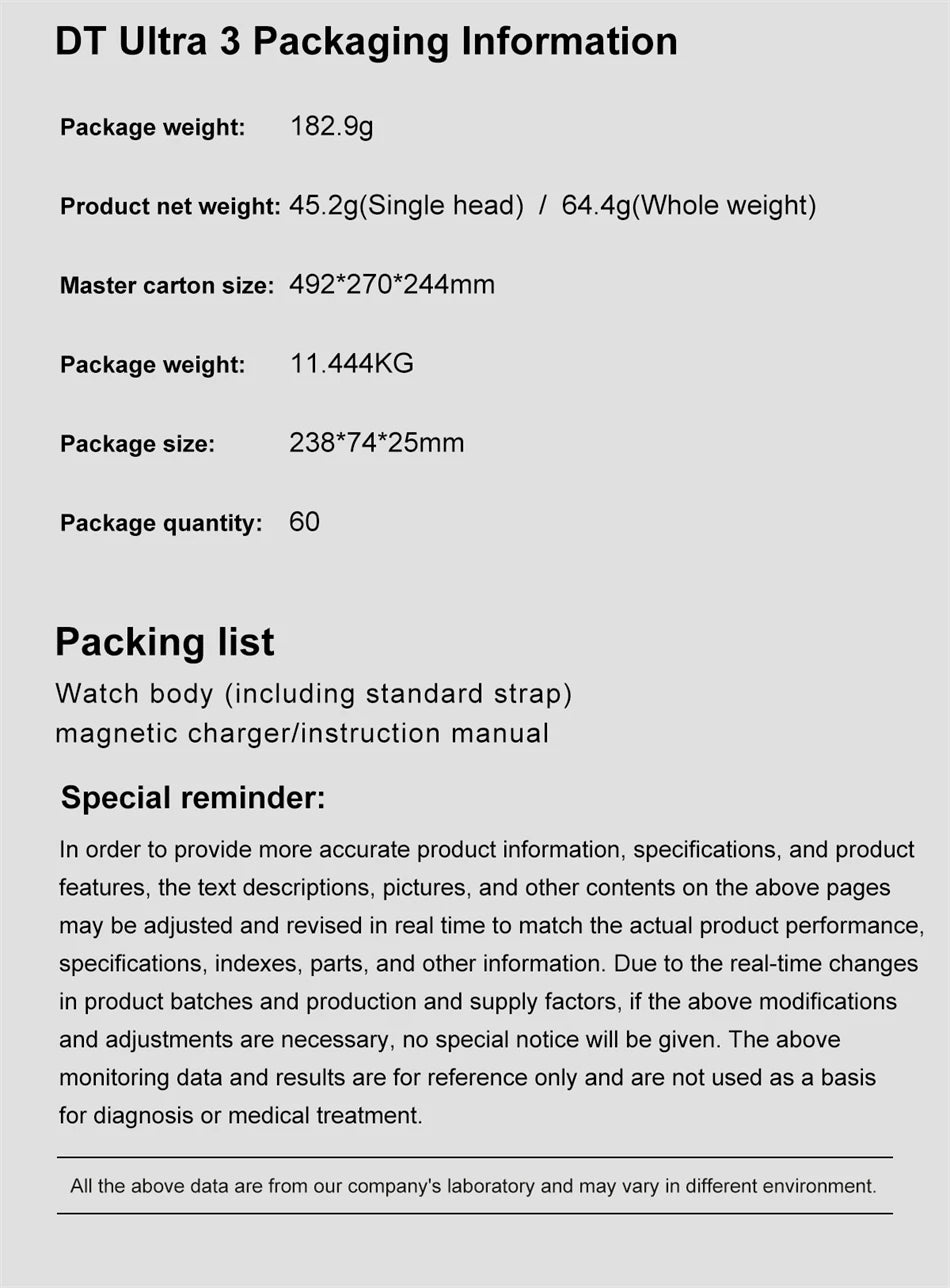 DT Ultra 3 Smartwatch, AMOLED, 4GB Music Player, Bluetooth, AI