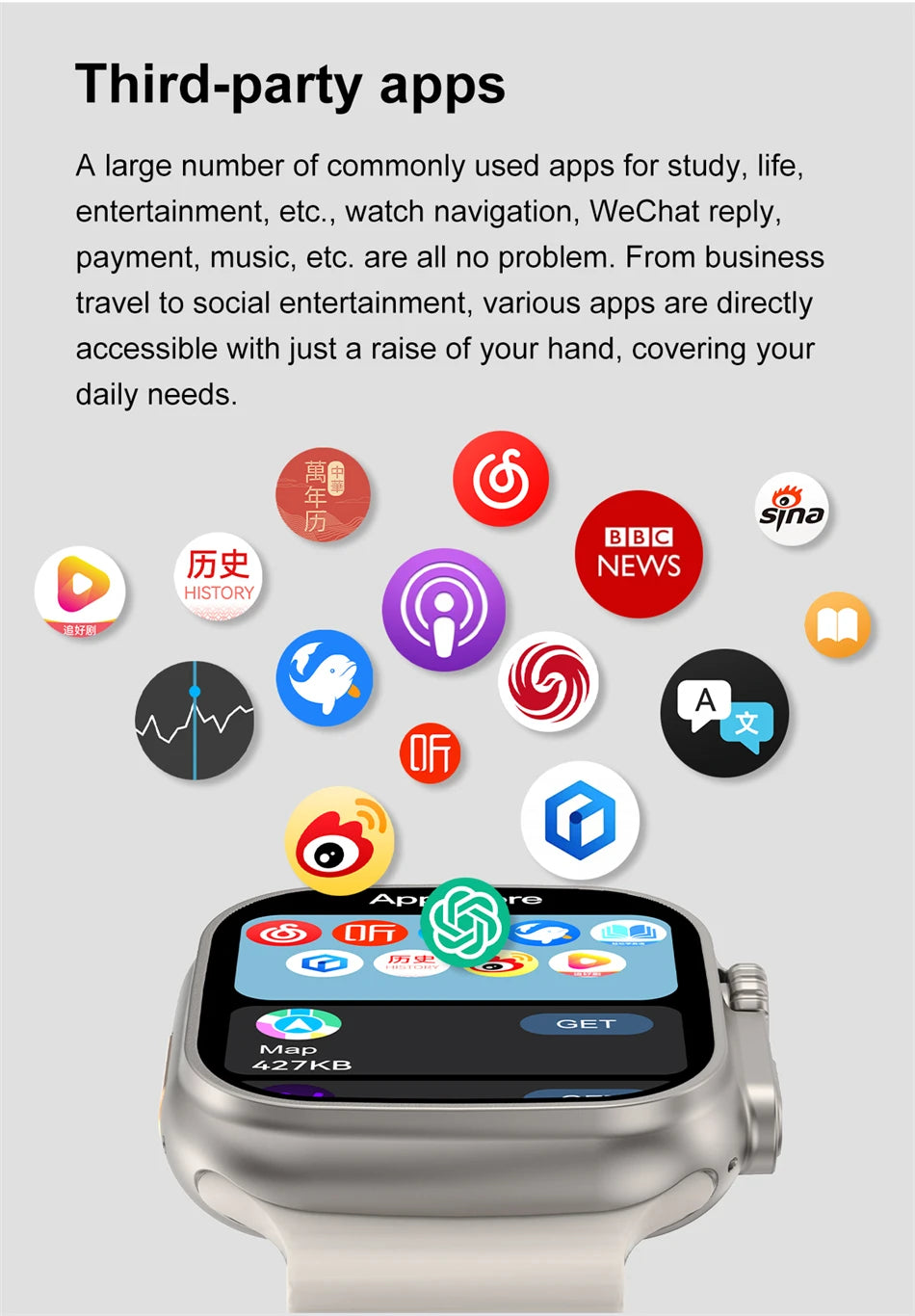 DT Ultra 3 Smartwatch, AMOLED, 4GB Music Player, Bluetooth, AI