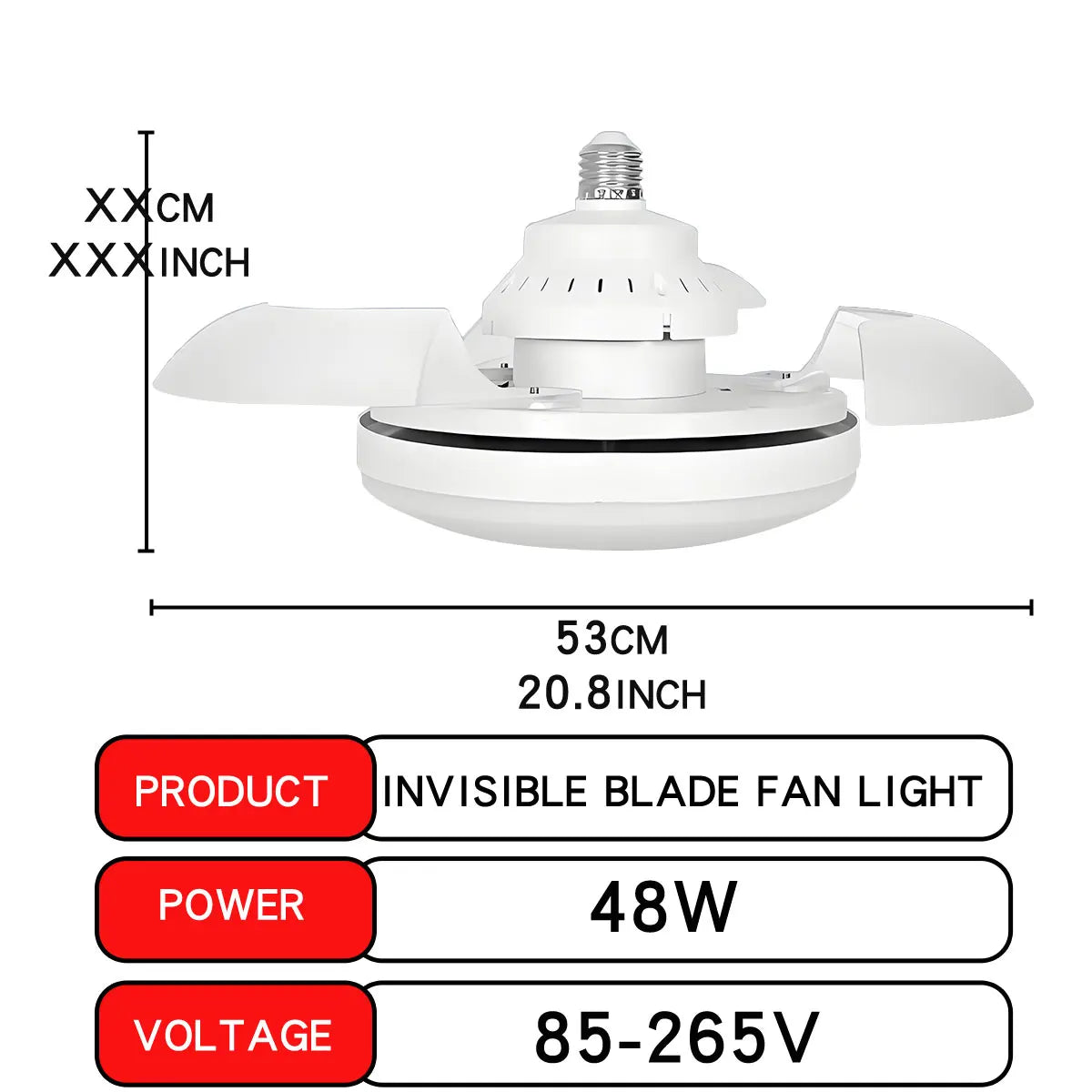 30W LED Ceiling Fan Light, E27, Dimmable with Remote