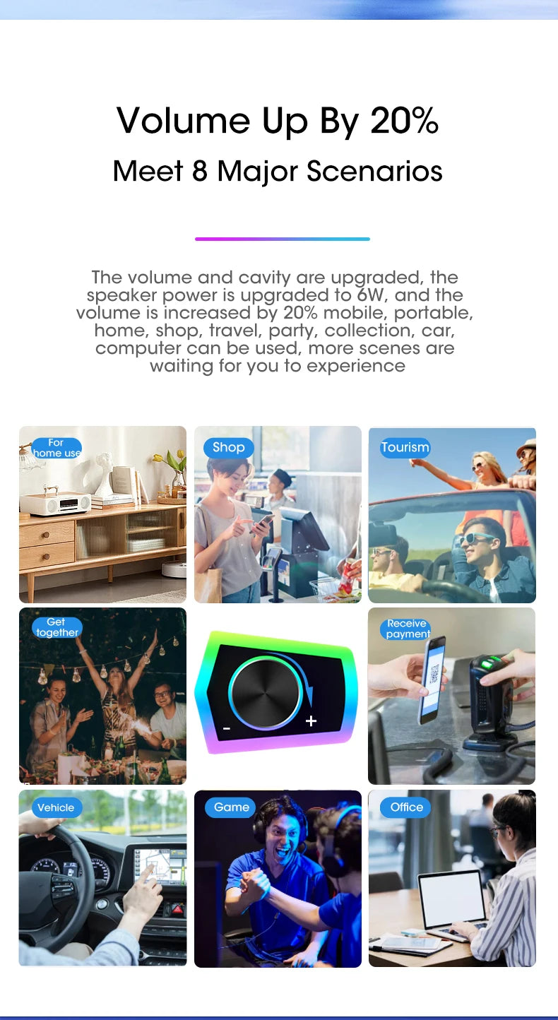 4D Bluetooth 5.0 Computer Soundbar with Stereo Subwoofer