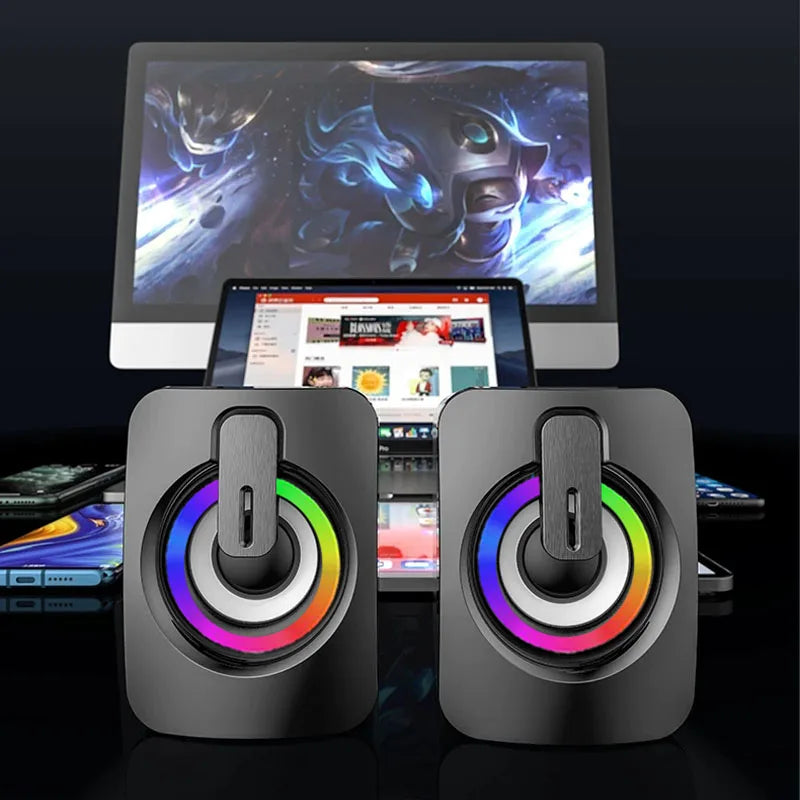 USB Wired PC Speakers with HIFI Stereo and LED Light