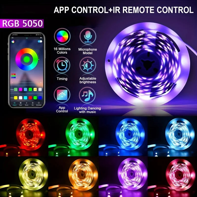 40M RGB LED Strip Lights, USB 5V, APP & Remote, Music Sync