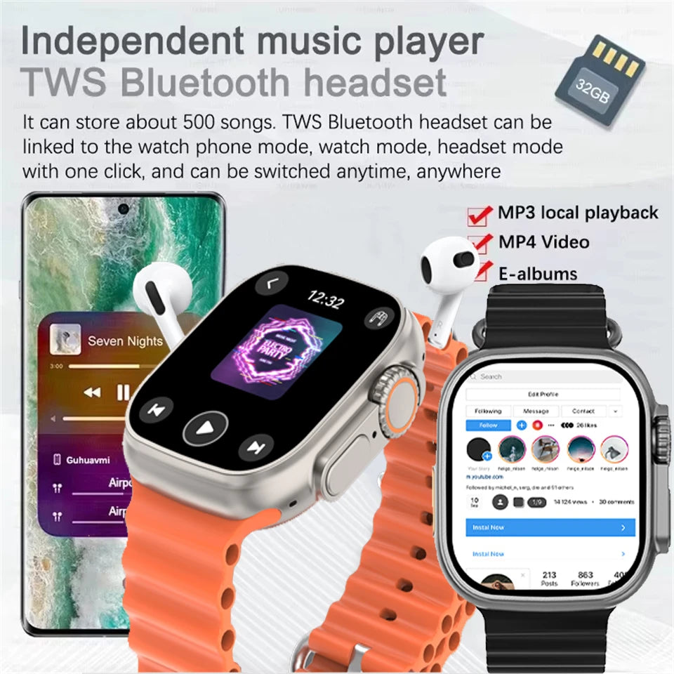 DT Ultra 3 Smartwatch, AMOLED, 4GB Music Player, Bluetooth, AI