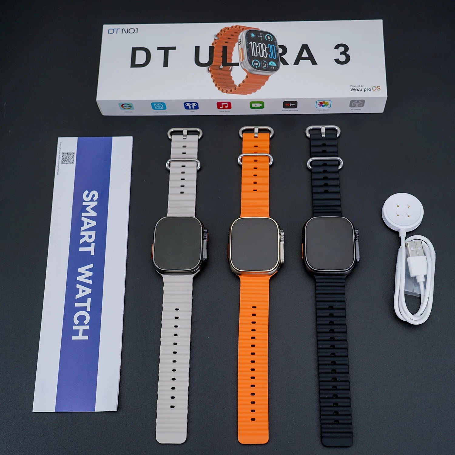 DT Ultra 3 Smartwatch, AMOLED, 4GB Music Player, Bluetooth, AI